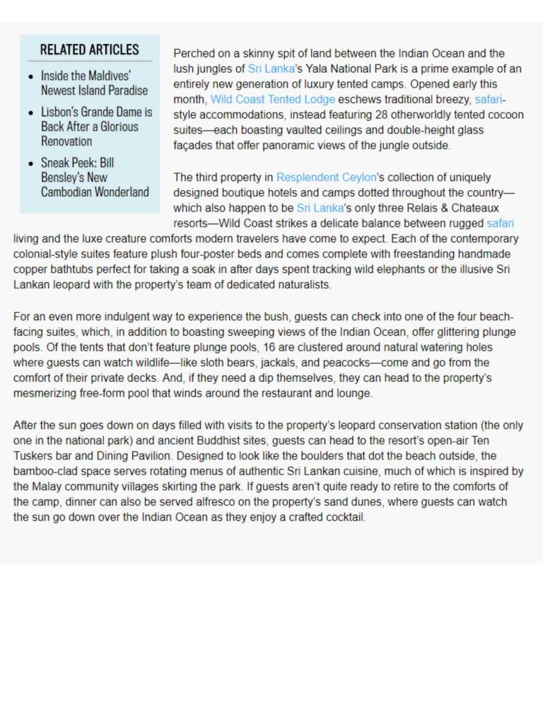 Robb Report resplendent ceylon